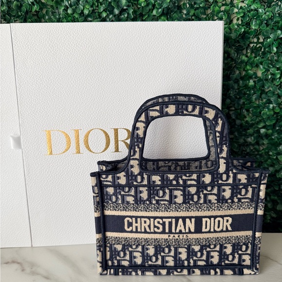 Dior Handbags - Dior Navy Blue Mini Book Tote Bag